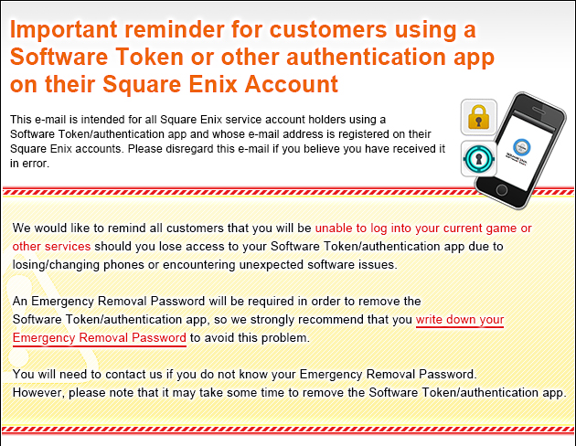 Register for a one time password square enix software token